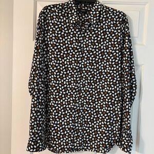 Theory Geometric Pattern Men’s Irving Long Sleeve Button Cotton Shirt